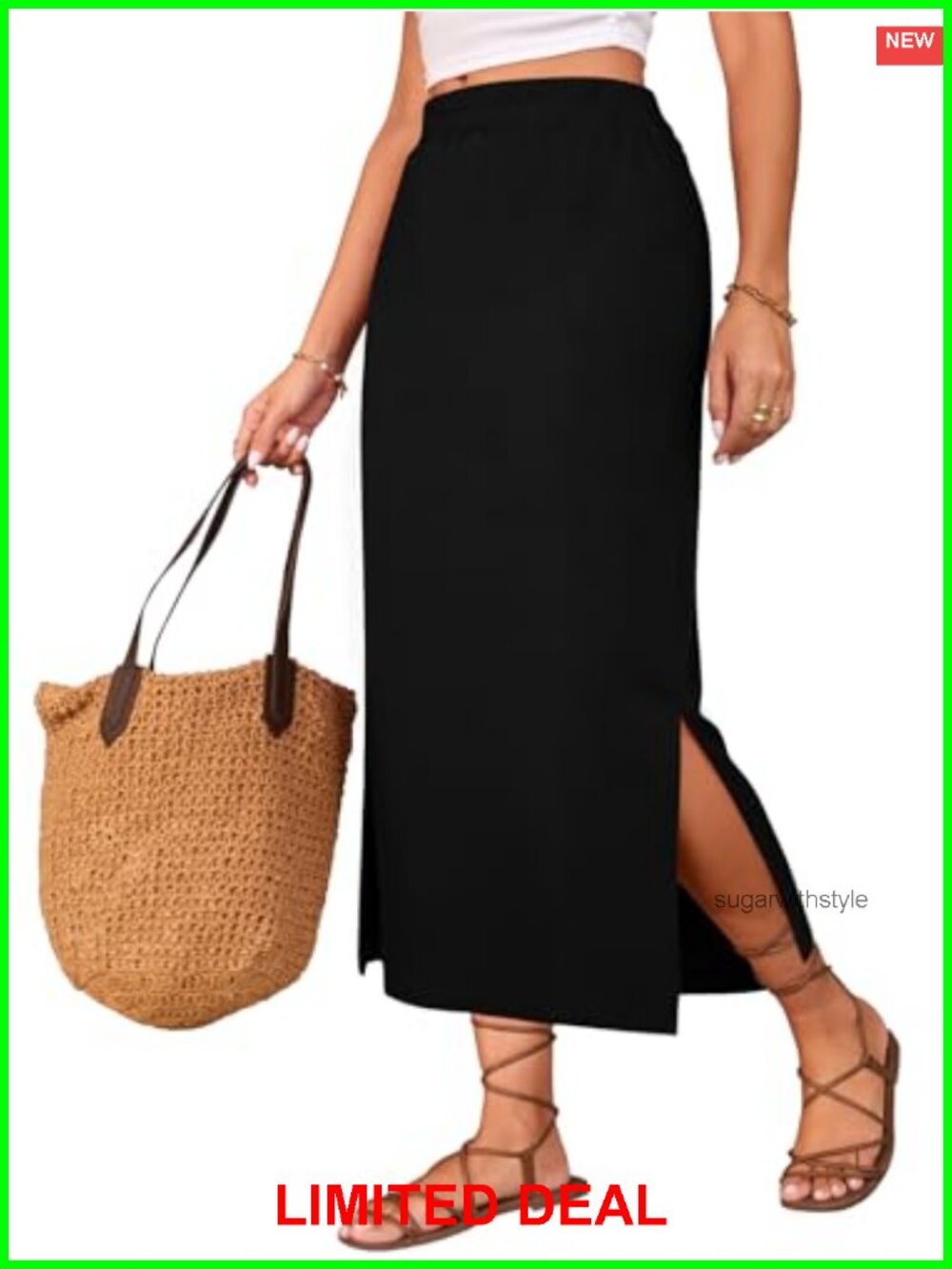 Maxi Skirt for Women Side Slit Pencil High Waisted Rayon Spandex Summer Long